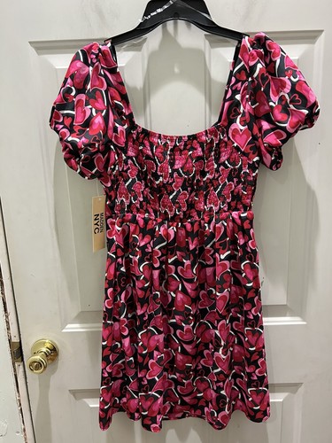 New!Madden NYC Multi Color Heart Balloon Sleeve Dress. Size M(7-9).Very Pretty! - Picture 4 of 5