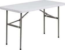 Elon 4' Rectangular All-Occasion Plastic Folding Event Table, Foldable Portable