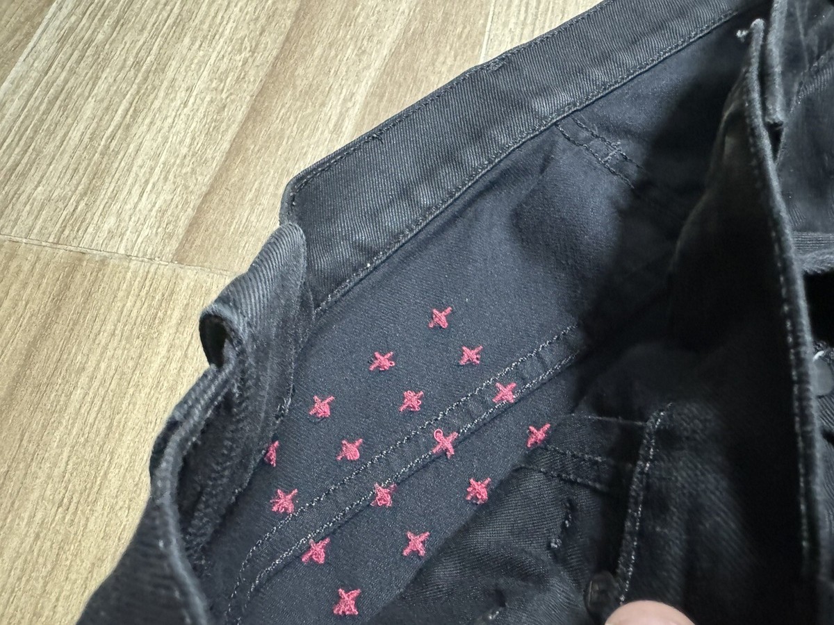 Ksubi Black Denim Skinny Jeans Size 34 Red Stitching | eBay