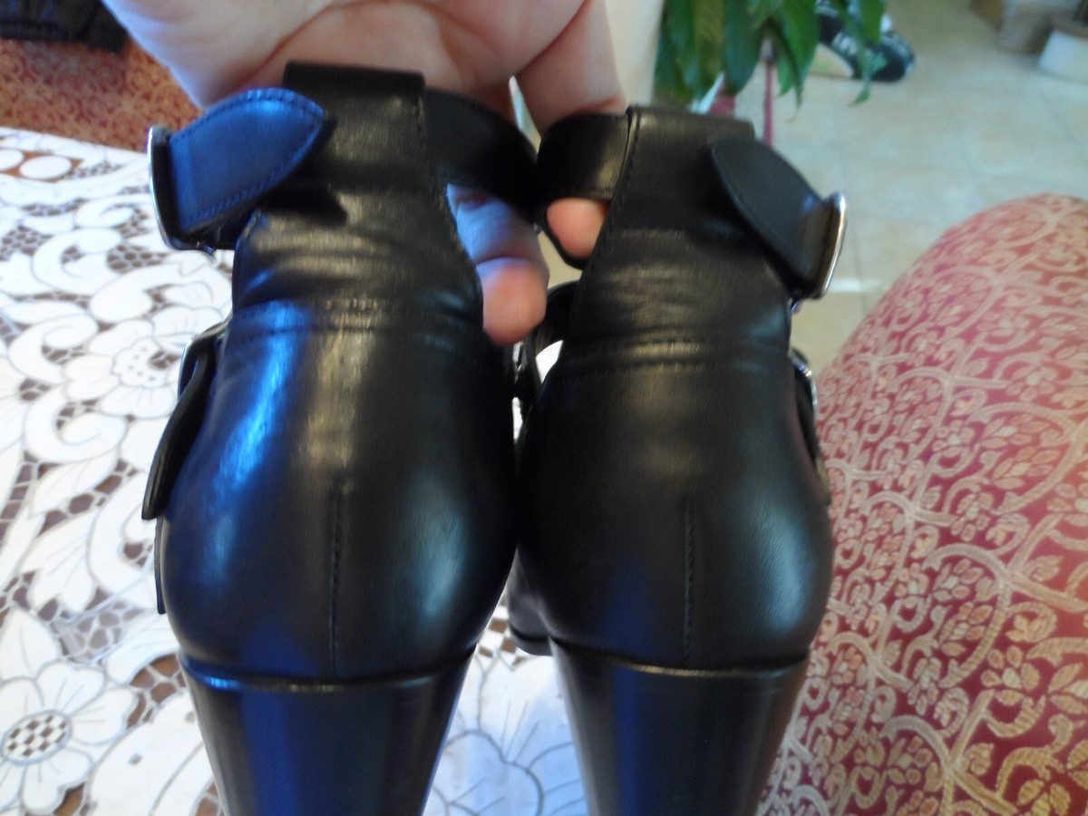 Saint Laurent Paris Black Leather Studded Buckled Ankle Saint Laurent Paris Black Leather Studded Buckled Ankle