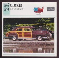 1946-1950 Chrysler Town Country Woody Car Photo Spec Sheet Card 1947 1948 1949