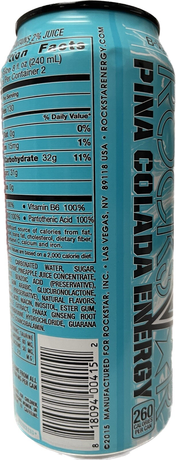 RARE COLLECTIBLE ROCKSTAR PINA COLADA ENERGY DRINK 1 FULL 16 FLOZ