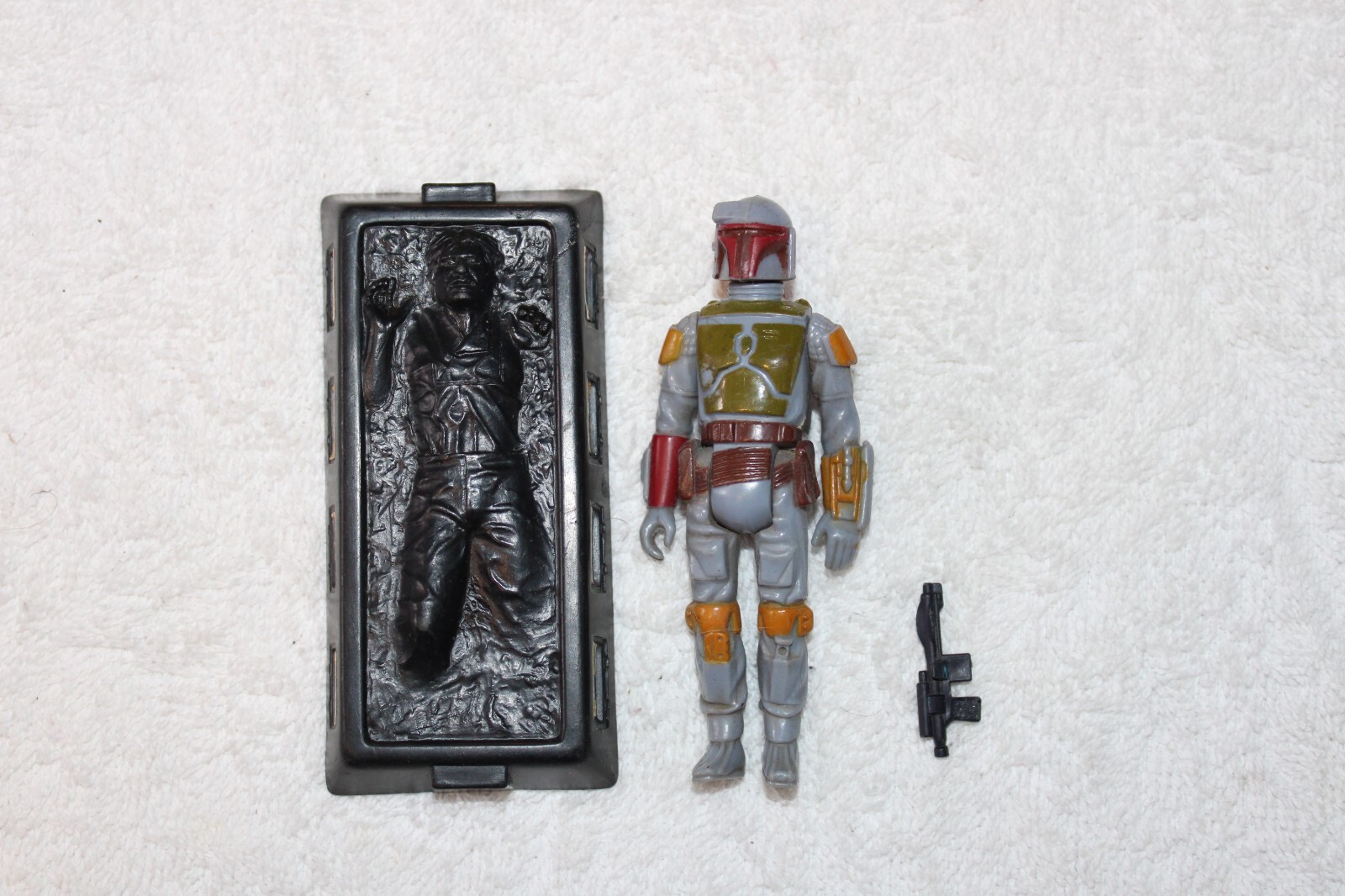 vintage Kenner Star Wars Boba Fett and Han Solo in Carbonite