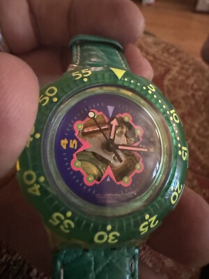 Swatch Scuba 90's BAY BREEZE-Used With Green Leather brand