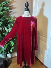 NEW Eileen Fisher Red Velvet MIDI Dress Beautifully Soft L Large NWT MSRP $398