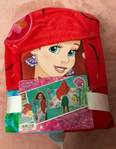Disney Princess Little Mermaid Ariel 100% Cotton Hooded Towel Wrap 22