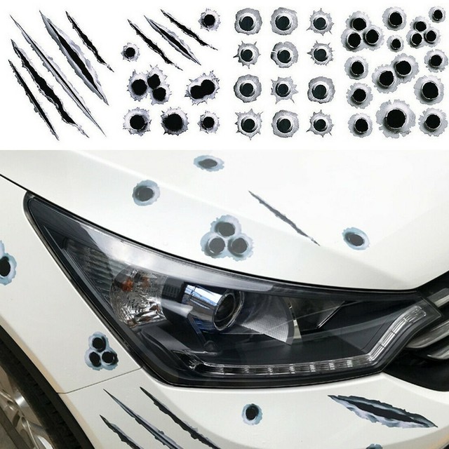 2x Realistic Bullet Holes Vinyl Sticker Decal Car Truck Auto - Foto 6