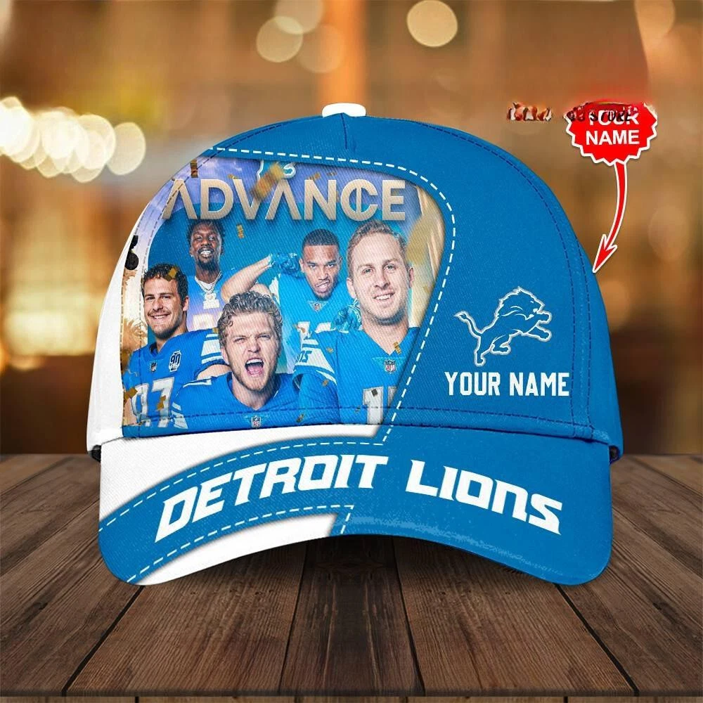 Detroit Lions Advance Football Team Custom Name Cap, Detroit Lions Champions Football Cap, Game Day Football Cap