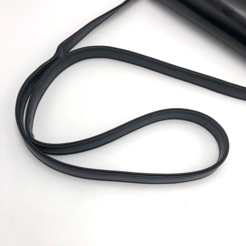 Old Celine Black Leather Shoulder Bag Crossbody bag USED Auth Vintage