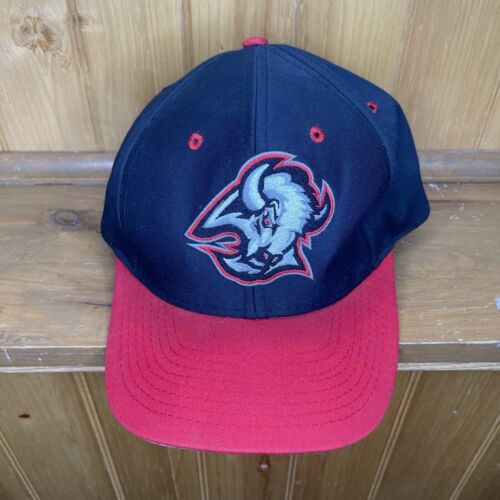 Cappello Sabres Vintage Bufalo Sabres Snapback Nero Rosso Testa di Capra Logo7 NHL Hockey anni '90 - Foto 1 di 8