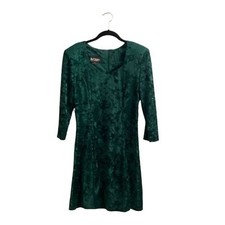 Vintage 90s ByChoice Green Velour Dress Junior’s Size 7