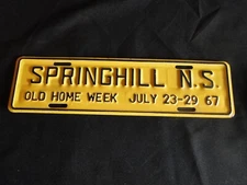 Rare License Plate Topper 1967 Springhill Nova Scotia Old Home Week