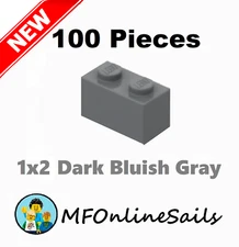 **NEW** 100x Genuine LEGO 1x2 Bricks - Dark Bluish Gray - Piece # 3004 Bulk