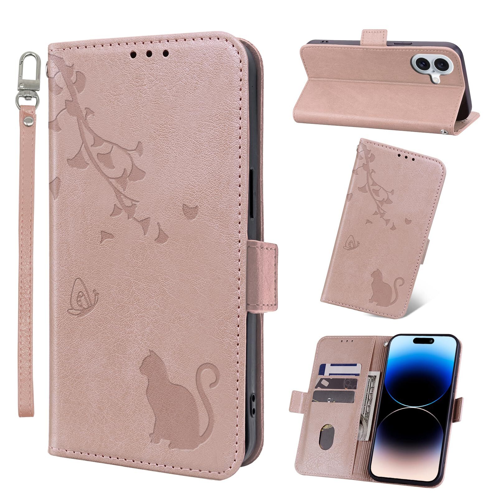 Durable Notebook & Wallet Type Mobile Cover for iPhone 16 - Stylish iPh 766