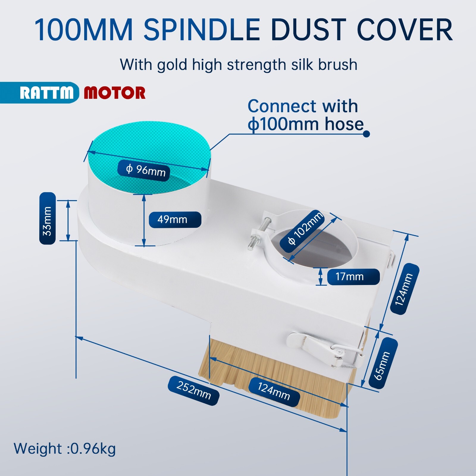 US SHIP】100mm CNC Spindle Motor Double Door Brush Dust Shoe Cover Cleaner