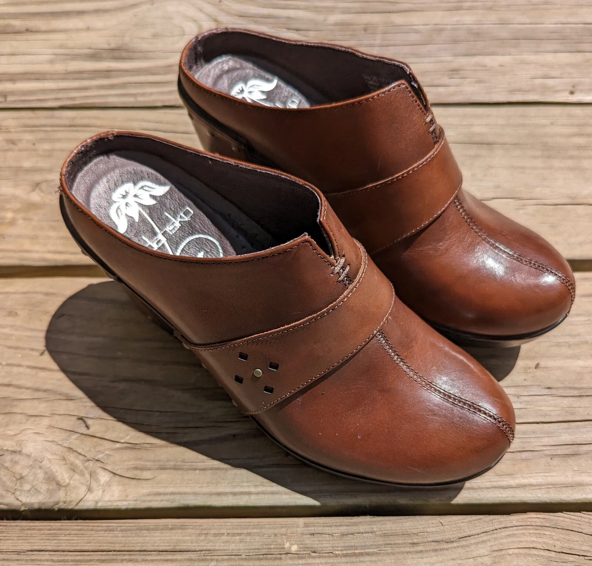 Dansko Francine 36 Womens Size 6 Shoes Brown Leather Wedge Platform Mule Y2k 90s