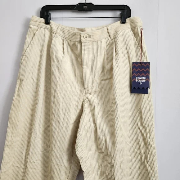 FILA NWT Rowing Blazers Ivory Corduroy Straight Leg Trous Pants Size 16