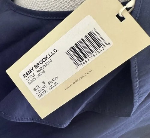 NWT Ramy Brook Women's Rembi Navy Blue Flowy Ribbed Waist Dress Sz Small $425 - Picture 8 of 8