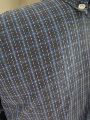 BROOKS BROTHERS BLUE & GRAY PLAID CHECK BUTTON DOWN SHIRT - SIZE L - Picture 4 of 7