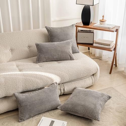 18x18 Pillow Cover Gray Square Corduroy Throw 18" x 18" (Pack of 1) Ash Grey - Picture 6 of 7