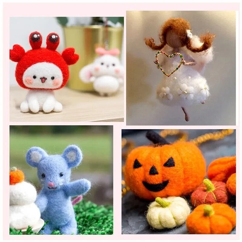 Fibras de lana itinerantes de 50 g/100 g, materiales de fieltro de aguja de lana de fieltro suave de 40 colores Foto 3 de 4