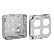 4" Square Metal Electrical Box, 2-Gang Duplex Receptacle Exposed Work Cover
