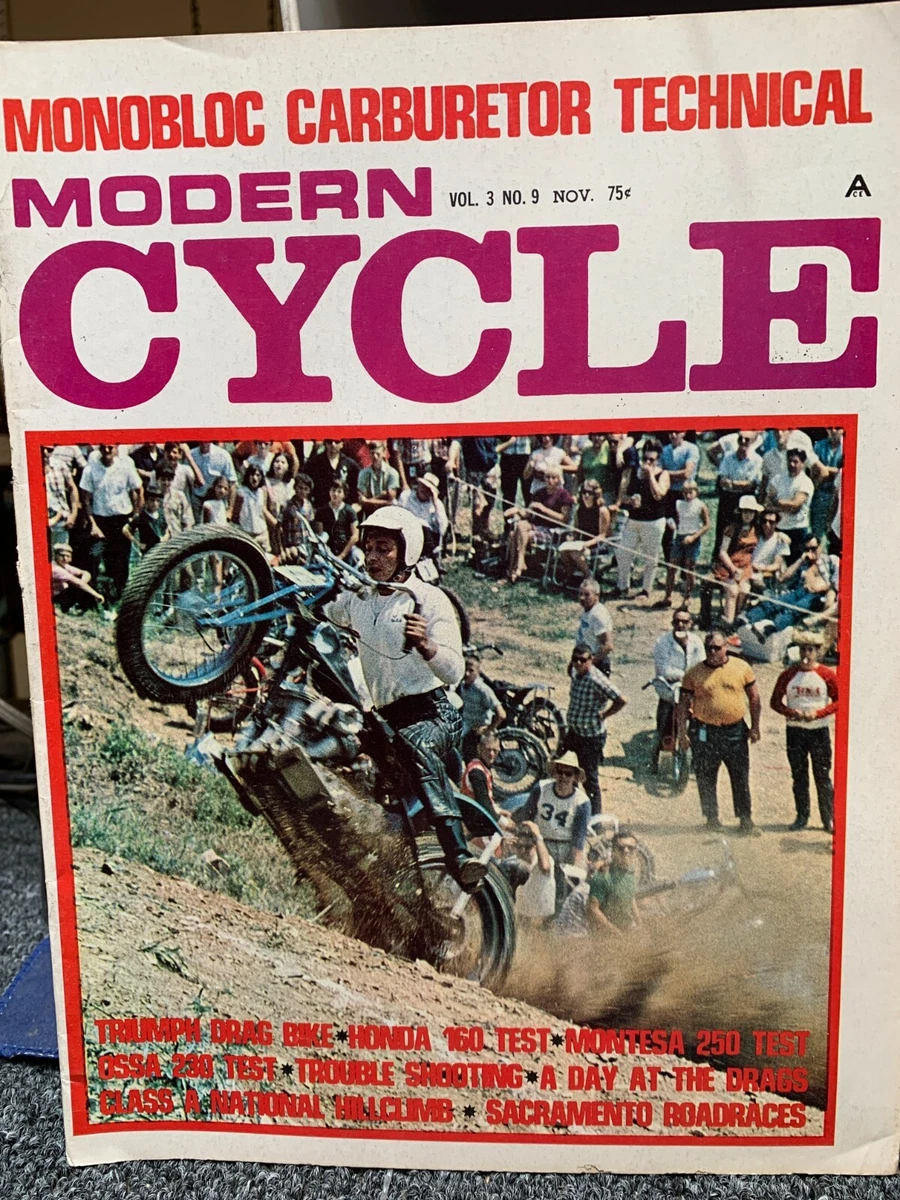 1967 Modern Cycle Magazine Monobloc Triumph Drag Bike Montesa Ossa Sacramento RR