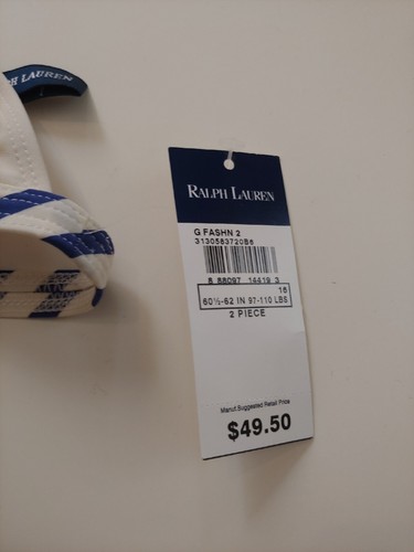 NWT Ralph Lauren Girls Two Piece Bikinis Swim Set Sz 16 Multi Pony Off White - Picture 4 of 6