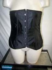 Women's Black Satin * Corset  Medium Slimming Wrap Belt Waist fits size 4 to 6