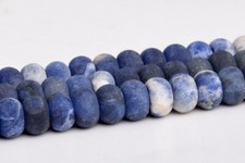 Natural Matte Blue Sodalite Grade AAA Rondelle Loose Beads 6x4MM 8x5MM 10x6MM
