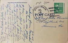 1940 POSTCARD POSTAL CANCEL~(A67)~KINGS BEACH, CA. POPULATION 3,600