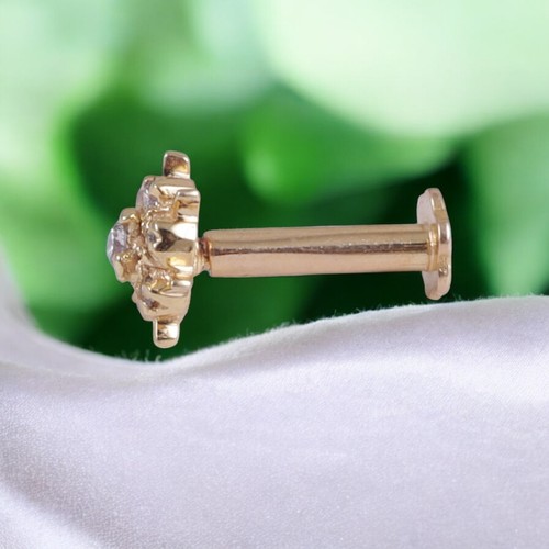 Blendend 0,08 Cts Runder Brillant Schliff Diamanten Nasenstecker in 18K Gelbgold - Bild 2 von 2