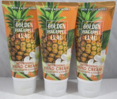 3 Bath & Body Works Nourishing Hand Cream 2 oz shea vit e Golden Pineapple Luau