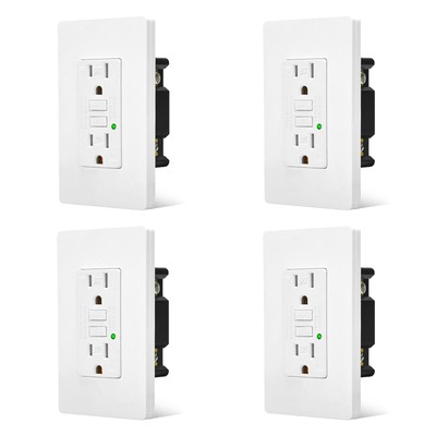GREENCYCLE 4PK GFCI Outlet 15Amp Weather Resistant Tamper Resistant, ETL Listed