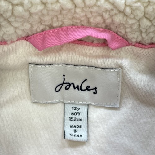 Girl’s JOULES ~ Shearling Pink Aqua Full Zip Fallon Sleeveless Vest ~ Size 12 - Picture 2 of 9