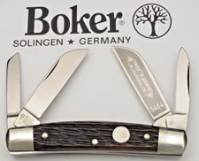 Vintage BOKER Solingen 5464 Medium Congress Jigged Bone Handles - Unused N Mint