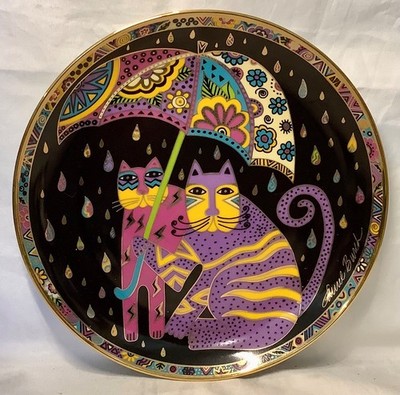 Vintage 1995 Laurel Burch ''Fair Weather Felines'' ltd Ed Porcelain Plate Cats
