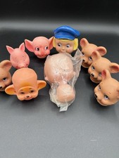 Lot Of Vintage Doll Heads For Crafting Bear, Elephant, Pig,  Made In Hong Kong