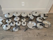 Large Lot Of ​Vintage Revere Ware Copper Bottom Cookware Set Pots, Pans & Lid