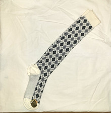 VTG Lady Spruce Hosiery Knee Hi 1940's -60's Argyle Pattern White Black Gray NWT