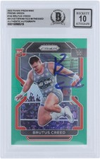Brutus Creed WWE Signed 2022 Panini Prizm Green Prizm #144 BAS 10 Rookie Card