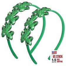 St. Patrick's Day Headband for Women and Girls Clover Green Glitter 1 Style 02
