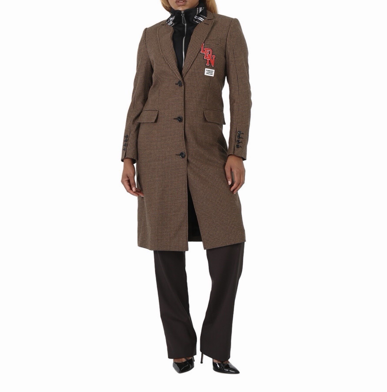 Burberry Ladies Tarrel Houndstooth Check Tailored Coat With Track Top... image 2