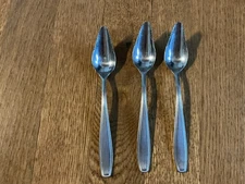 3 Vintage Knobler Stainless Steel Japan Serrated Grapefruit Spoons