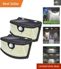 120 LED Solar Motion Sensor Lights - 270° Wide Angle &  Waterproof 2-Pack