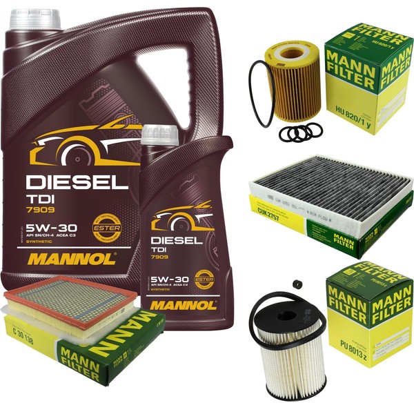 Mann Inspektionspaket 6L Mannol Diesel TDI 5W-30 FüR Opel Zafira B 1.7 Cdti-image