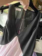 FAVO LOOK~SEXY PLUNGE V NECK PINK&BLACK CHIFFON CUTE CLUB PARTY BABYDOLL DRESS
