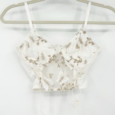 Womens Butterfly Embroidered Whimsical Mesh Fairycore Lace Up Corset Top Size S