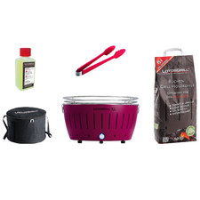 LotusGrill XL Starter-Set XL Grill Pflaumenlila mit USB-Anschluß