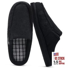 Mens Slippers with Orthotic Arch Support,House Slippers Cotton 11 Felt Black